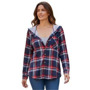 Eden & Olivia Navy and Red Plaid Button-Down Shirt